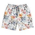 thumbnail image 3 of Uemuo Lilies Flowers Pattern Men's Swim Trunks Hawaiian Beach Bathing Suit Swimsuits Beach Quick-Dry Shorts with Pockets-, 3 of 9