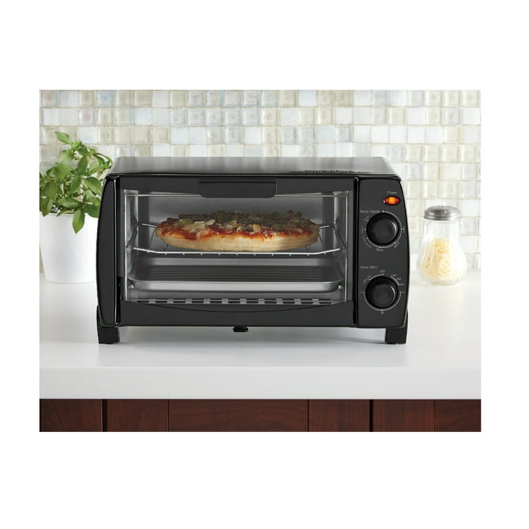 Tileon 1400-Watt 4-Slice Black Toaster Oven, Stainless Steel Countertop Toaster Air Fryer Oven with Air Fryer Basket