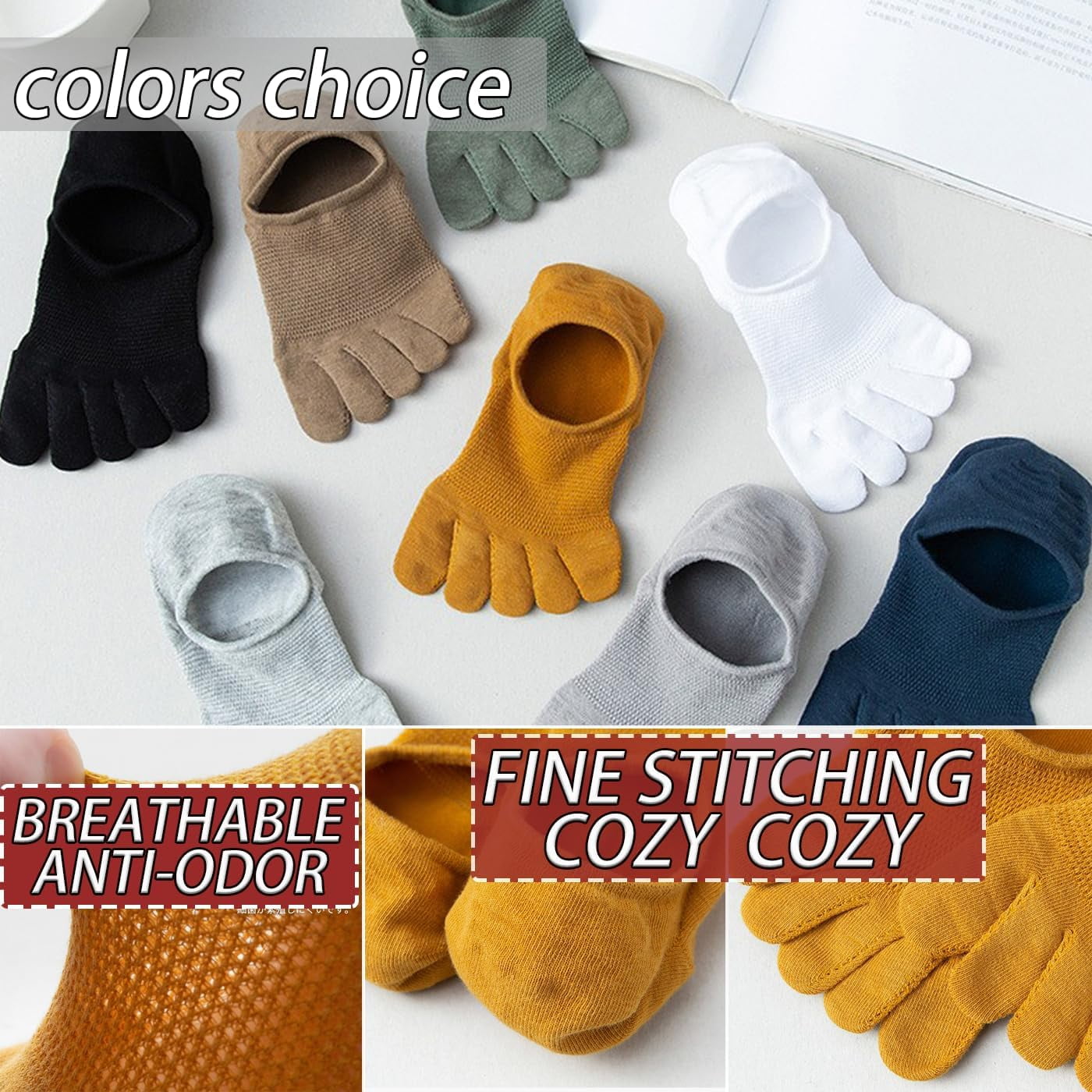 Mens Ankle Toe Socks Five Finger Cotton Cushioned Running Crew Hiking Sock Size 6-9.5