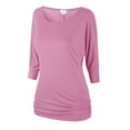 thumbnail image 1 of Matchstick Women's 3/4 Sleeve Basic Drape Top with Side Shirring, 1 of 4