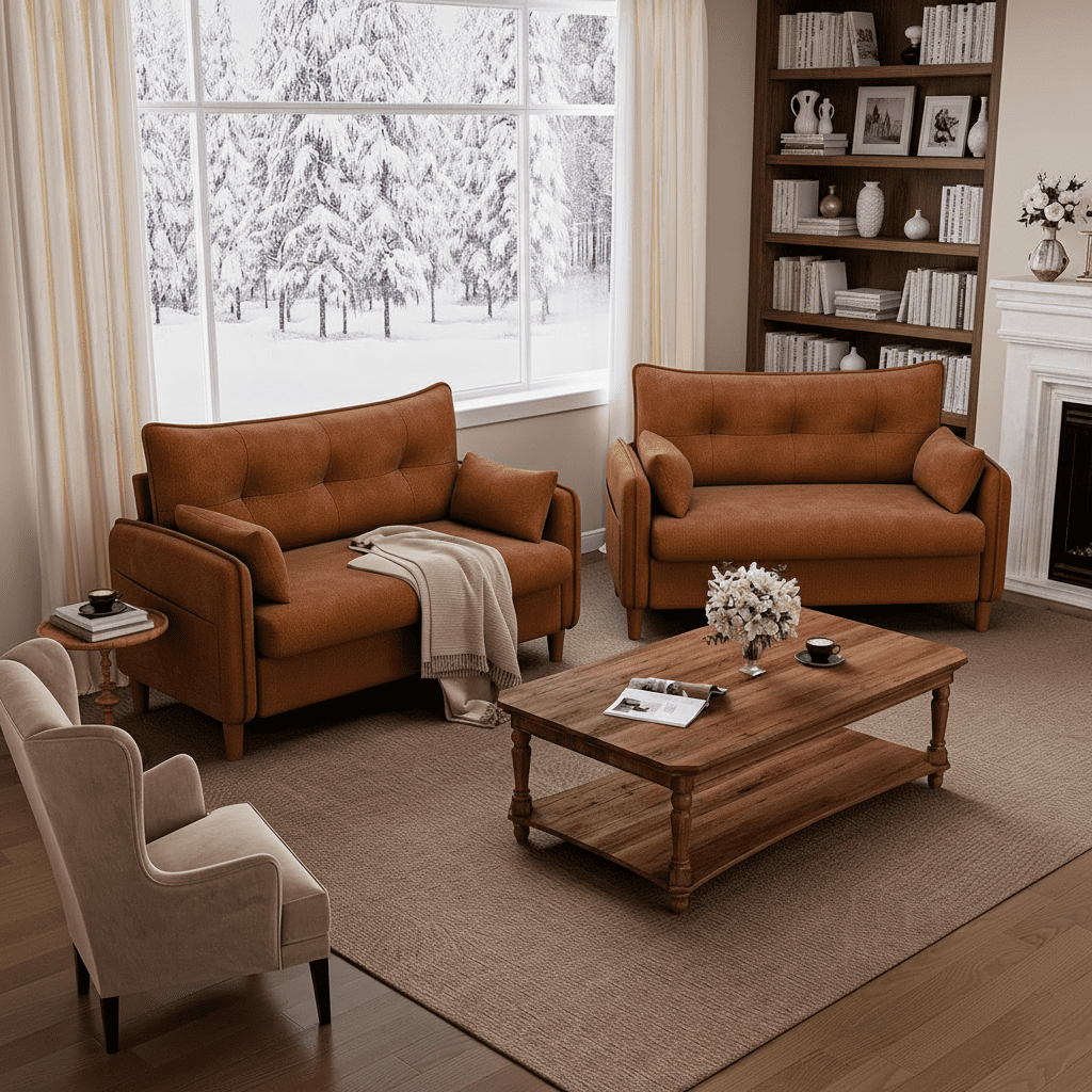 Gacale 50" Loveseat Couch with Tufted Design | Space-Saving Love Seat Sofa for Small Spaces, Bedroom, and Apartment, Brown
