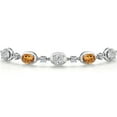 thumbnail image 3 of Gem Stone King 925 Sterling Silver White Lab Grown Diamond and Orange Red Madeira Citrine Bracelet for Women | 3.50 Cttw | Gemstone April Birthstone | Oval 7X5MM | Fully Adjustable 9 inch, 3 of 6
