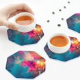 thumbnail image 7 of Disketp Colorful Lightbulb Abstract Funny Coasters,6 Pcs Leather Coasters with Holder, Perfect Housewarming Hostess Gifts,Protect Furniture from Water Marks Scratch and Damage,Octagon, 7 of 7