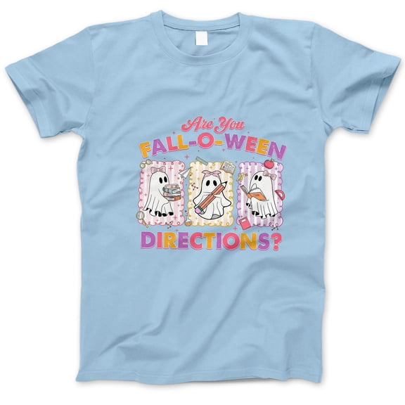 Are You Fall-O-Ween Directions Teacher T-Shirt, Cute Ghost Halloween School Tee, Funny Fall Teacher Shirt, Retro Classroom Graphic Top