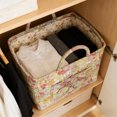 thumbnail image 4 of Floral Quilted Storage Basket with Handles, Foldable Fabric Laundry Basket Car Storage Organizer for Clothes Toys Sundries(A, One Size), 4 of 6