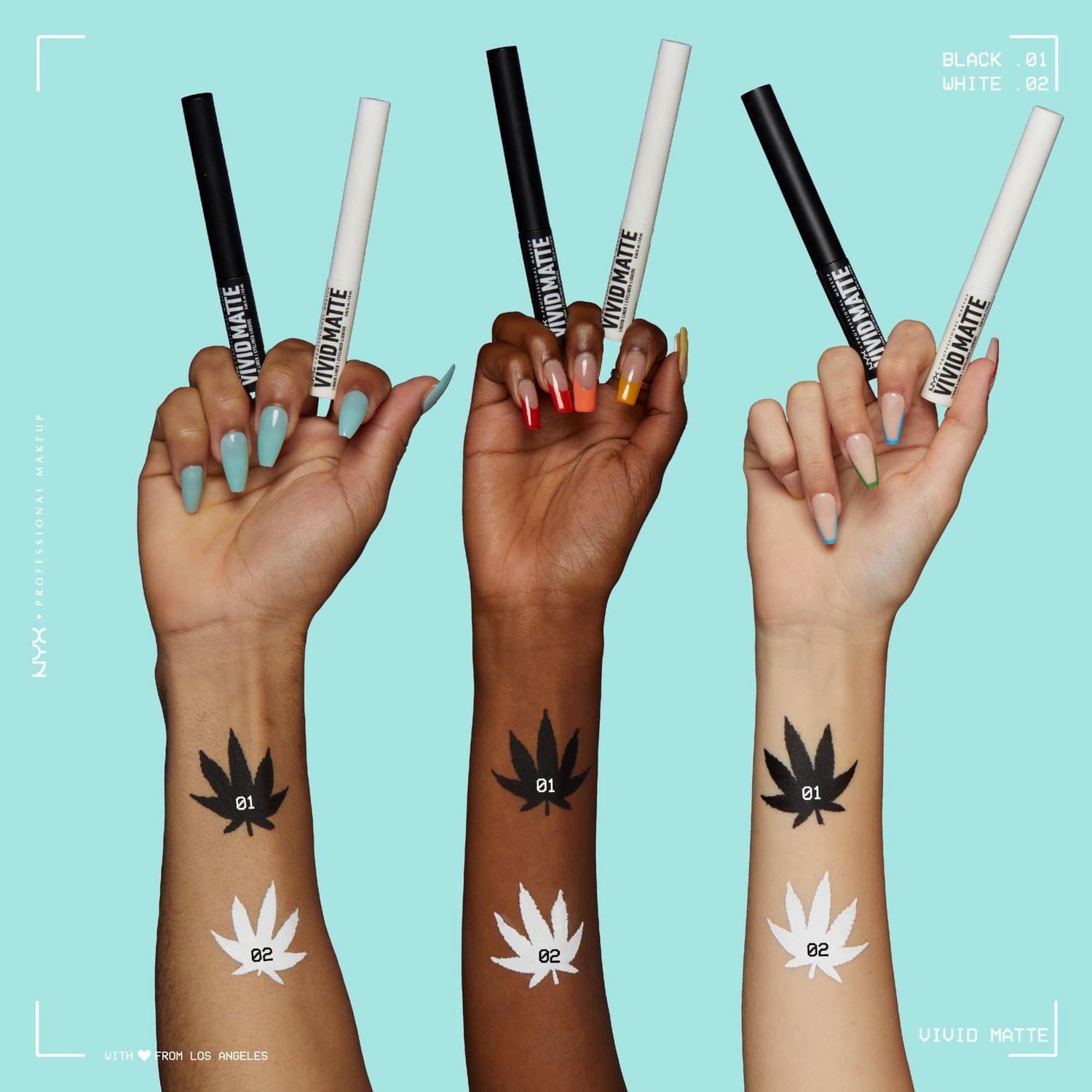 NYX PROFESSIONAL MAKEUP, Vivid Matte, Traceur liquide, Résiste au transfert, Pointe super fine, Fini mat - NOIR Traceur liquide fini mat