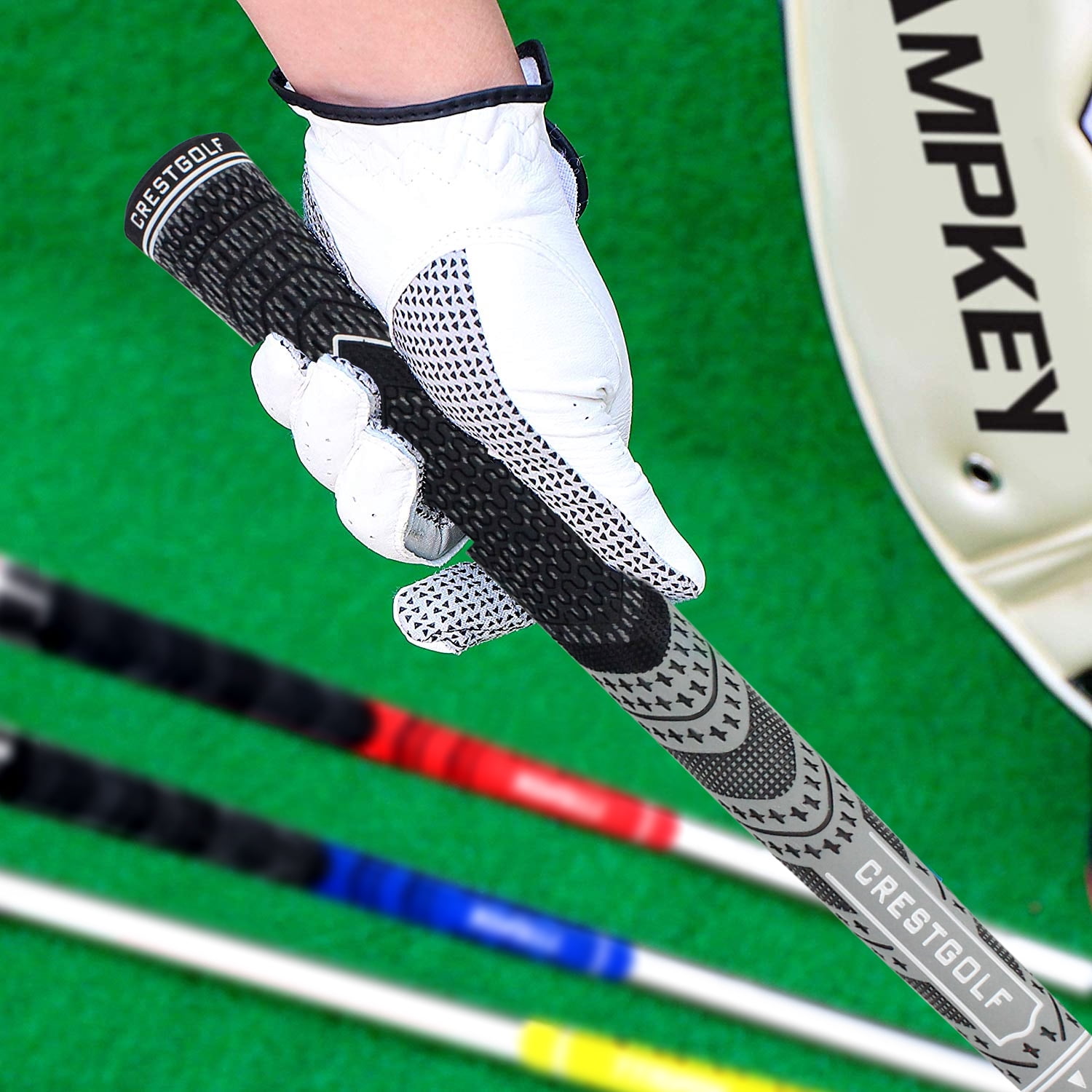 Crestgolf Golf Grips 13 Pack All-Weather Control Thread Technology Rubber Combine with Carbon Yard