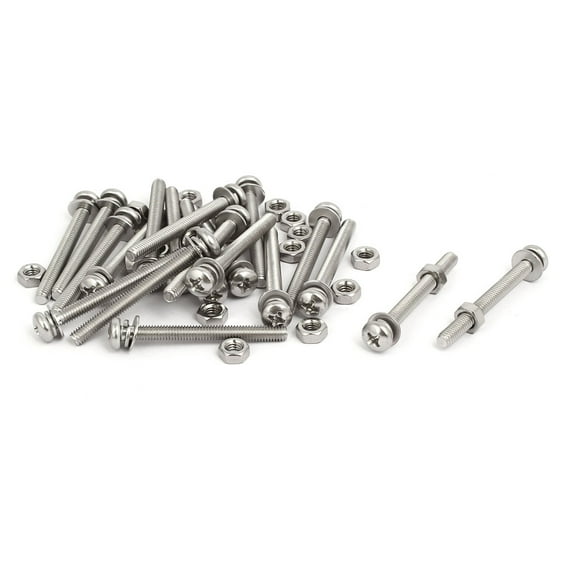 M4x40mm 304 Stainless Steel  Pan Head Bolt Screw Nut w Washer 20 Sets