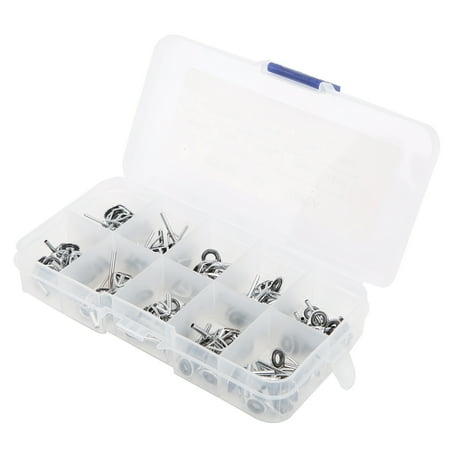 Fishing Rod Guide Repair Kit Stainless Steel Frame Wear-Resistant Ceramic Guide Fishing Guides Eyes For Spinning Rods And Sea Fishing Sport Fishing (100Pcs)