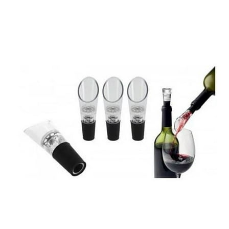 Wine Aerator Set of 4, Decanting Pourer Spout for Wine Bottles - Hands-Free Aerating, Drip-Free Wine Accessories for Red Wine, White Wine & Rosé
