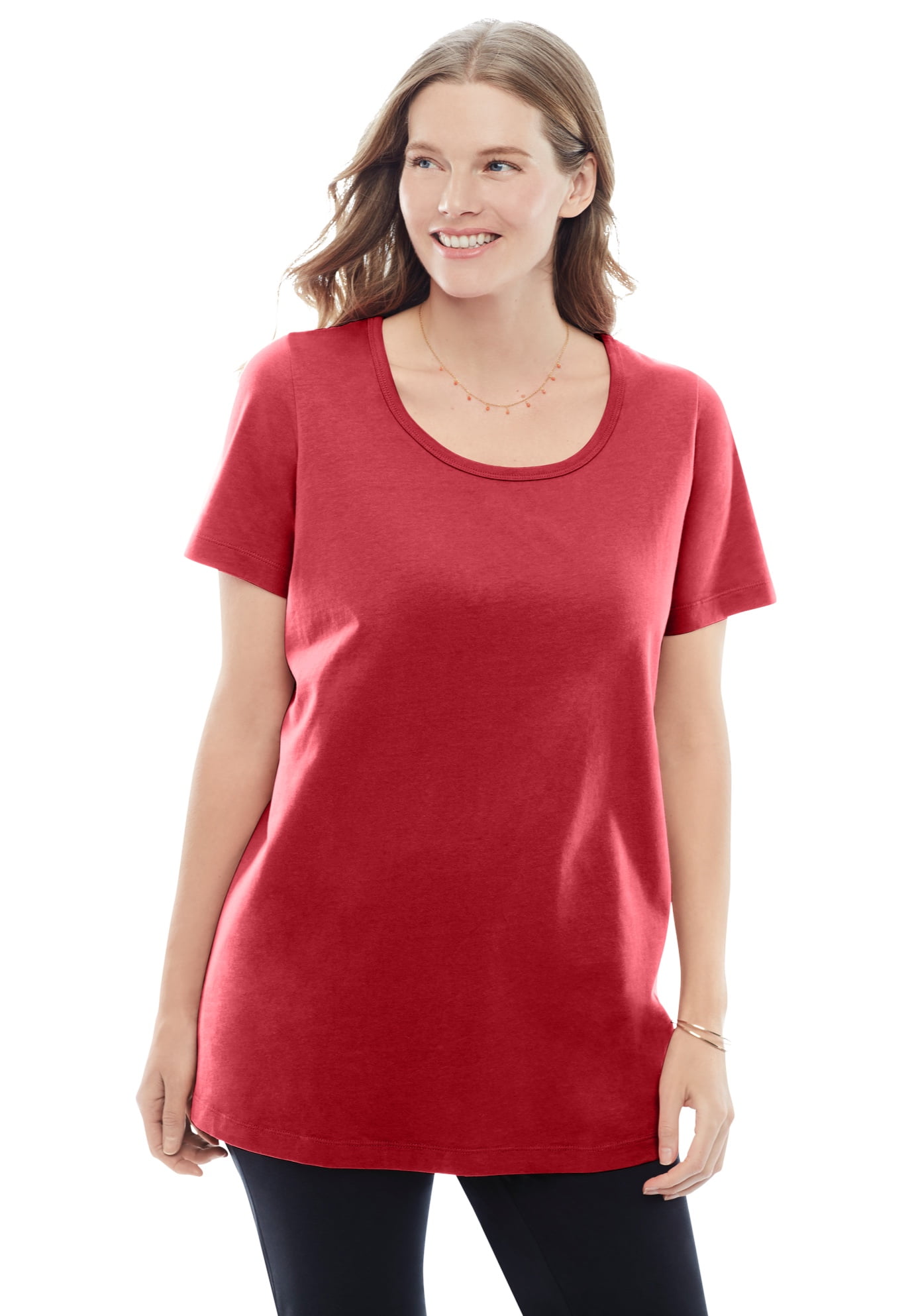 Woman Within Women's Plus Size Perfect Short-Sleeve Scoopneck Tee Shirt ...