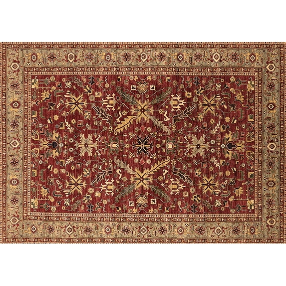 Ahgly Company Indoor Rectangle Oriental Brown Industrial Area Rugs, 7' x 9'