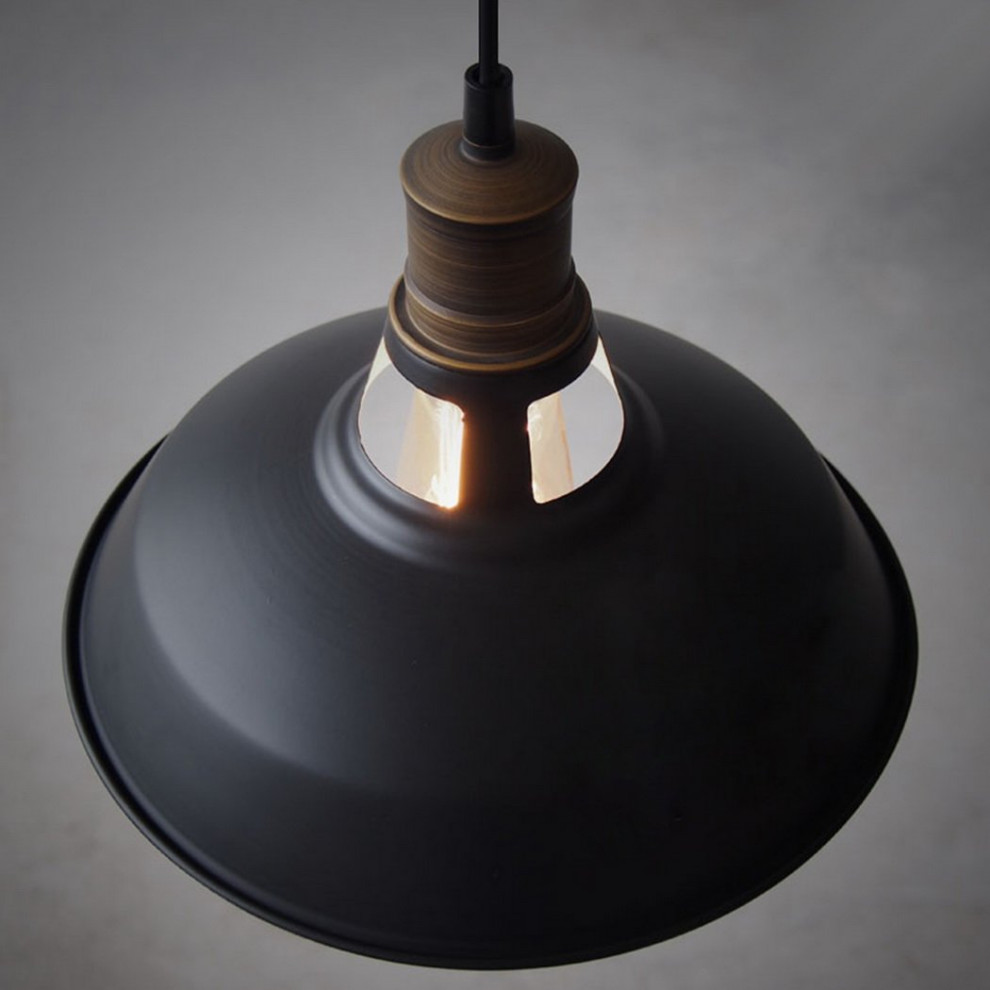 Florence Industrial Black Barn Pendant Light Loft Fixture, 3-Pack 