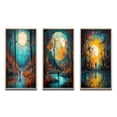thumbnail image 2 of Designart "Forest Wandering Full Moon Magic II" Forest Framed Wall Art Set Of 3 - Blue Traditional Frame Canvas Set For Living Room Decor, 2 of 6