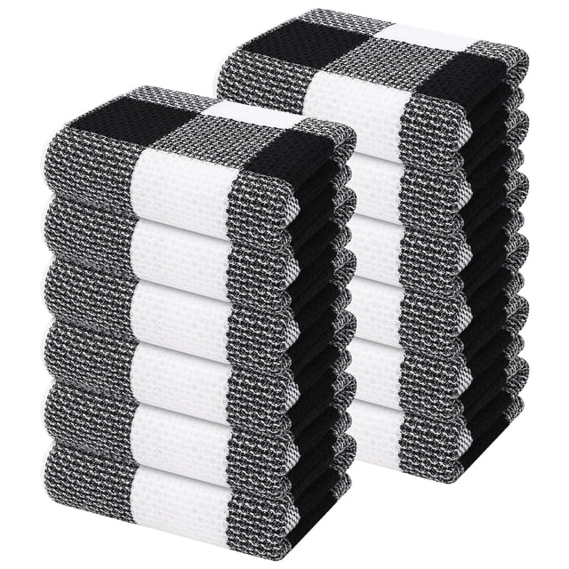 Toallas de cocina Mordimy Waffle Weave, 100% algodón, paquete de 12