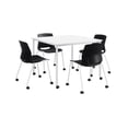 thumbnail image 2 of KFI Dailey 42in Square Dining Set - White Table - Black Chairs w/Casters, 2 of 3