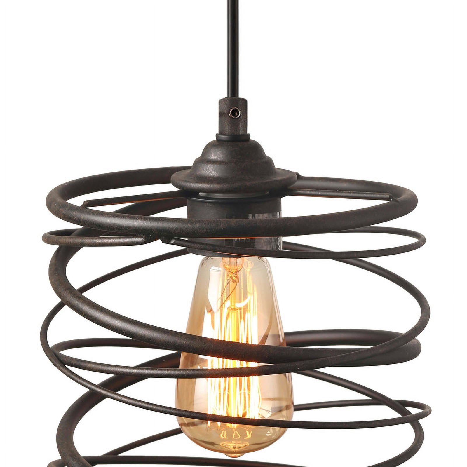 LNC 1-Light Bronze and Antique Rust Cylinder LED Mini Pendant for Kitchen Island