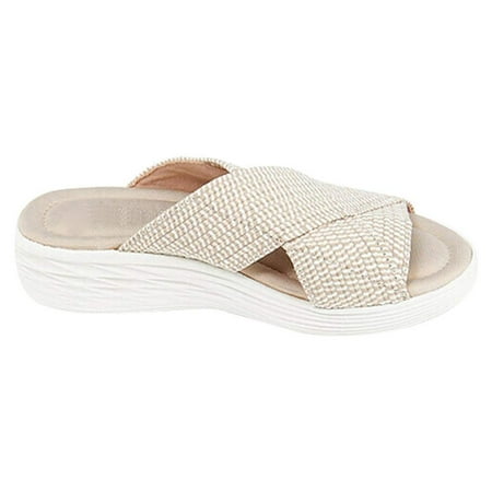 

Stretch Cross Orthotic Slide Sandals Casual Slip On Comfort and Support Sandals for Women Beach Summer