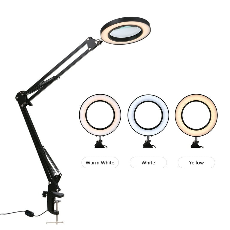 KUVRS 10X Magnifying Glass Lamp with Bright LED Light, Adjustable