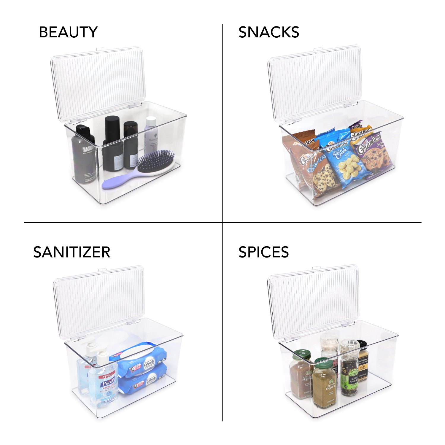 Isaac Jacobs Clear Hinged Storage Container Set, Large, 2-Pack
