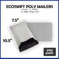 thumbnail image 3 of EcoSwift Brand Premium Poly Shipping Bag Waterproof Durable Self-Seal Mailer 1.7 Mil, 7.5 in. x 9.5 in. (Size 2s), Solid Gray, 250-Pack, 3 of 5