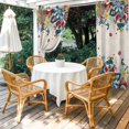 thumbnail image 2 of 2 Panels Outdoor Curtains for Patio Waterproof 54"x84" Boho Flowers Weatherproof Privacy Outsides Curtains, Abstract Ethnic Vintage Bohemian Floral Grommet Thermal Drapes for Cabana Porch Pergola, 2 of 8