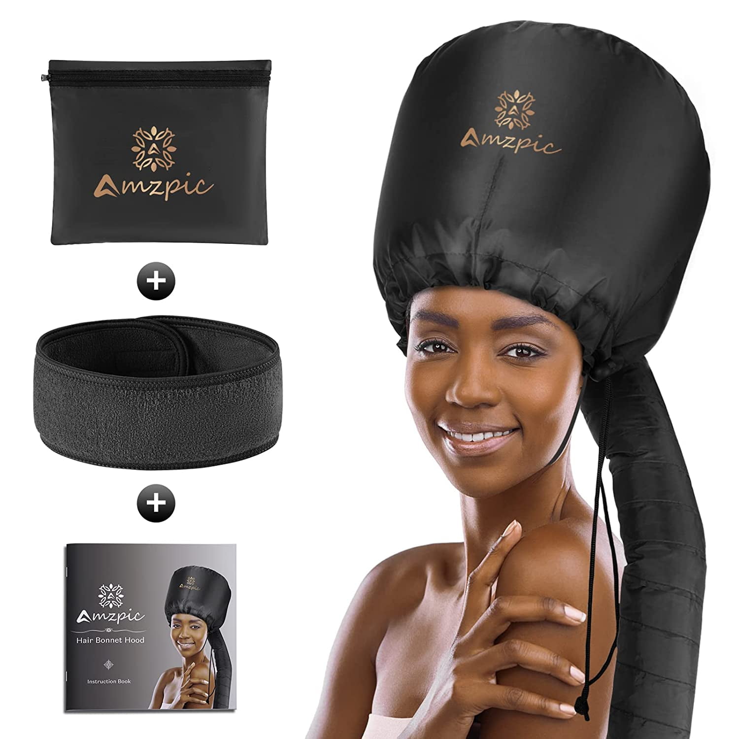 Bonnet Hood Hair Dryer Attachment Soft Adjustable Extra Large Bonnet Hair Dryer for Speeds Up Drying Time at Home Easy to Use for Styling Curling and Deep Conditioning Black Walmart