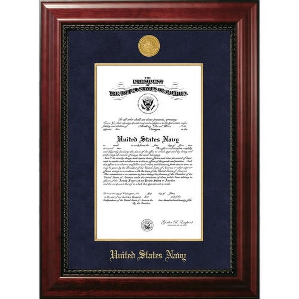 Campus Images NACEX00111x14 11 x 14 in. Patriot Frames Navy Certificate Executive Frame with Gold Medallion & Mahogany Filet