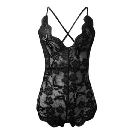 BYHONG Women Fashion Lingerie Roleplay Lingerie Sexy Women Red Plaid Lace Lingerie Womens Underwear Black M