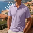 thumbnail image 2 of Domzest Men's Polo Shirts Short Sleeve Moisture Wicking Dry Golf Shirt Solid Casual Shirts for Casual Athletic Business Purple M, 2 of 9