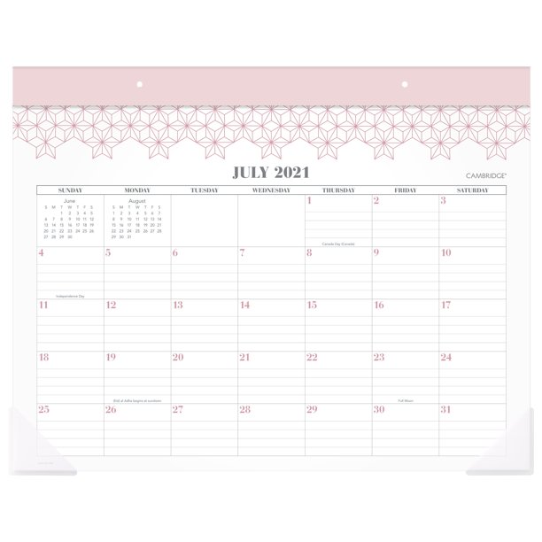 Cambridge Workstyle Pink Geo Academic Monthly Desk Pad Calendar 21 3 4 X 17 Walmart Com Walmart Com