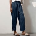 thumbnail image 6 of Women Casual Lightweight Drawstring Elastic Waist Cropped Pants with Pockets Blue L, 6 of 6