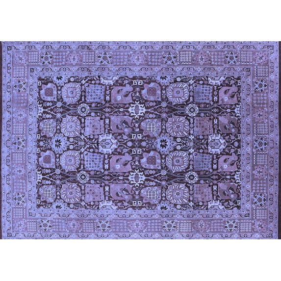 Ahgly Company Machine Washable Indoor Rectangle Oriental Blue Industrial Area Rugs, 7' x 9'