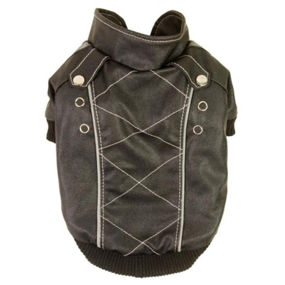 Pet Life LLC 28BKSM Wuff-Rider Fashion Suede Stitched Pet Coat