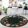 thumbnail image 4 of Garvee Round Floral Area Rugs, 4'x4' Washable Boho Rugs Ultra Soft Print Carpet, Non-Slip Low Pile Rug Stain Resistant Distressed Indoor Rugs for for Office Living Room Dining Room, Black, 4 of 8