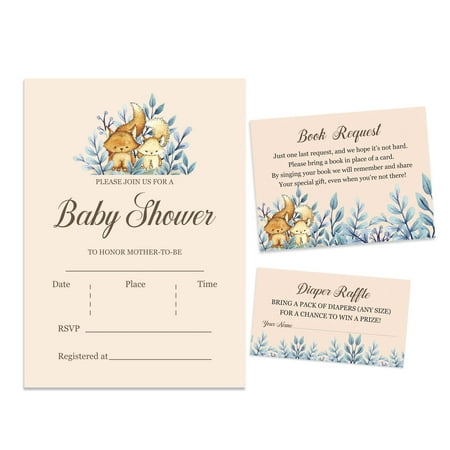 Inkdotpot Set Of 30Jungle Animals Baby Shower Invitations-Diaper Raffle Tickets And Baby Shower Book Request Cards Gender Neutral Invites Its A Boy Its A Girl