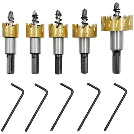 

5Pcs Titanium Plated Hss Hss Hole Saws For Stainless Steel Alloy Metal Wood - 16Mm/18.5Mm/20Mm/25Mm/30Mm