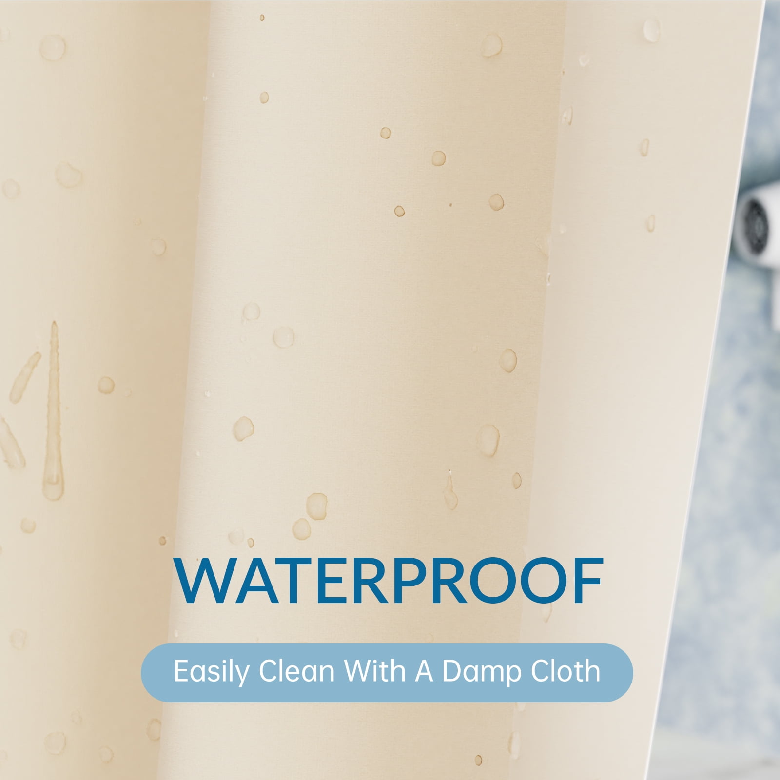 Bathway Shower Curtain Liner, 72"W x 72"L Waterproof PEVA Plastic Shower Curtain Liner for Bathroom with Magnets, Beige