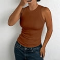 thumbnail image 2 of Aoiroe Women's Casual Tank Tops,Basic Fitted Strap Shirts Tops Sleeveless Tunic Ladies Tank Top Undershirts Fashion Basic Soft Clothes Sporty Workout Tank Tops Brown M, 2 of 5