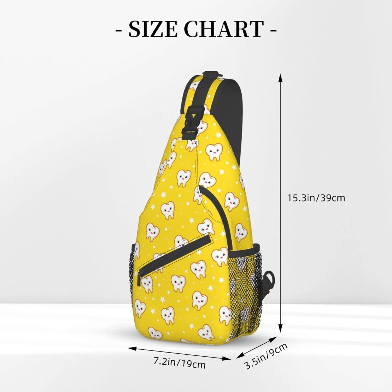 Teeth Pattern Sling Bag Crossbody Hiking Travel Chest Bags Backpack Shoulder Daypack for Women Men