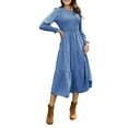 thumbnail image 7 of Mengpipi Womens Casual Long Sleeve Midi Dresses Smocked Flowy Tiered Dress Blue, Size 16-18, 7 of 7