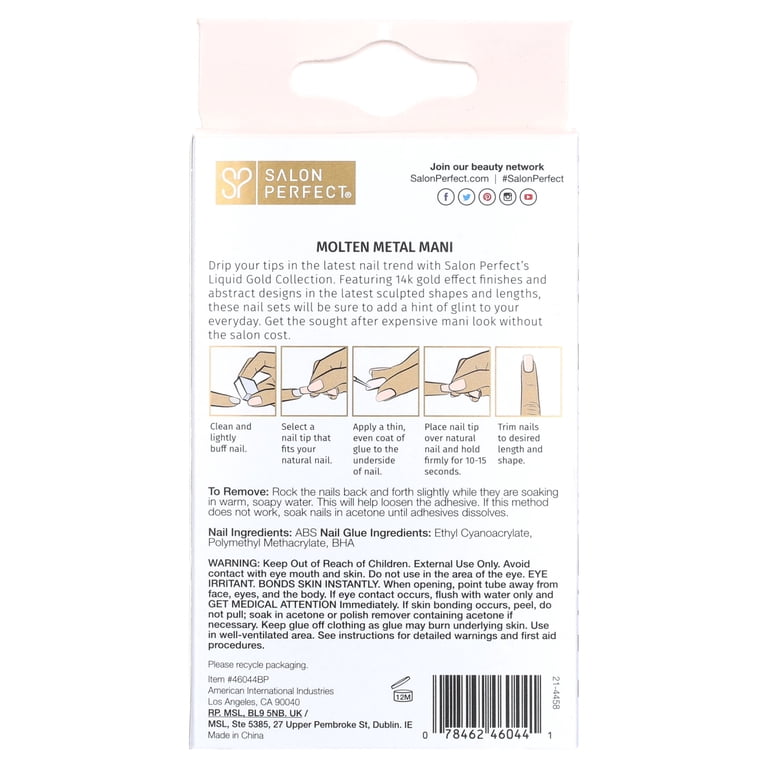Salon Perfect Press On Nails, Liquid Gold Purple Swirl, Long Coffin photo 2
