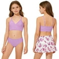 thumbnail image 3 of lnmuld Girls 3 Piece Swimsuit Ruffle Trim with Cover Up Skirt Size:12-13 Years, 3 of 7