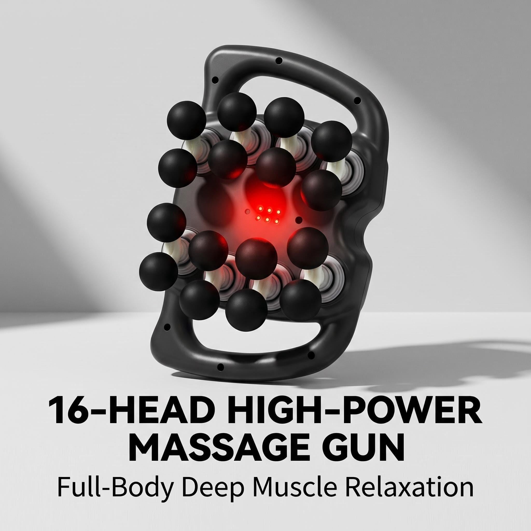 Ergonomic 16-Head Full Body Massager, 99-Speed Percussion Massage Gun, Portable Deep Tissue Massager for Back, Leg, Foot & Waist Relief