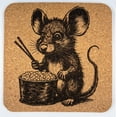 thumbnail image 5 of Cooking Mouse Cork Coaster Set Of 4 – Engraved Whimsical Kitchen Mice Drink, 5 of 5