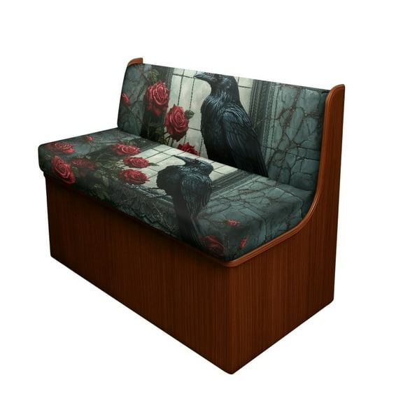 FOR U DESIGNS Raven Rose Pattern 2 Pcs RV Dinette Cushion Covers Anti-Slip Camper Cushion Slipcover Washable RV Couch Cover Sofa Slipover for Travel Trailer Couch