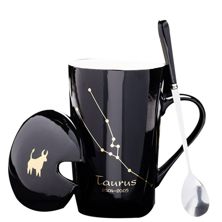 Topadorn Ceramic Mug Coffee Cups with Spill-Proof Lid Latte Mugs for Home and Office with Gift Box,Black