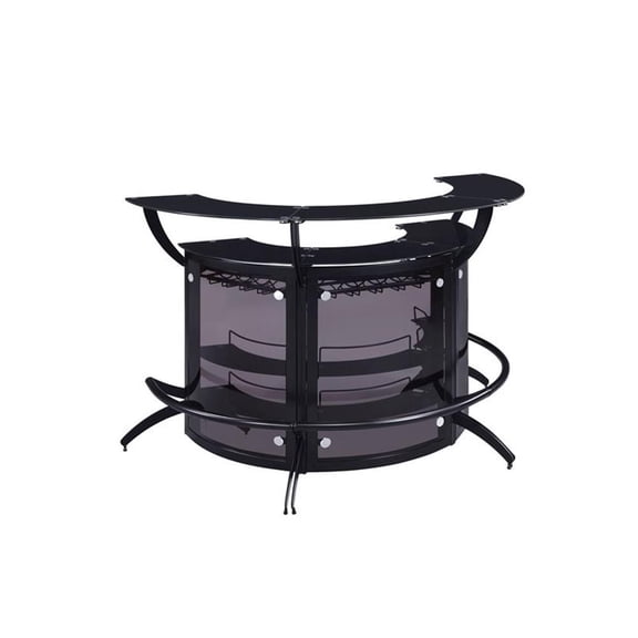 Pemberly Row Contemporary Metal 3-Piece Curved Bar Unit Set in Black