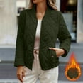 thumbnail image 3 of Nfurl Womens Lightweight Quilted Jackets with Pockets Comfy Long Sleeve Zip Up Short Barn Puffer Coat Winter Warm Coats Ladies Jacket Army Green XXL, 3 of 8