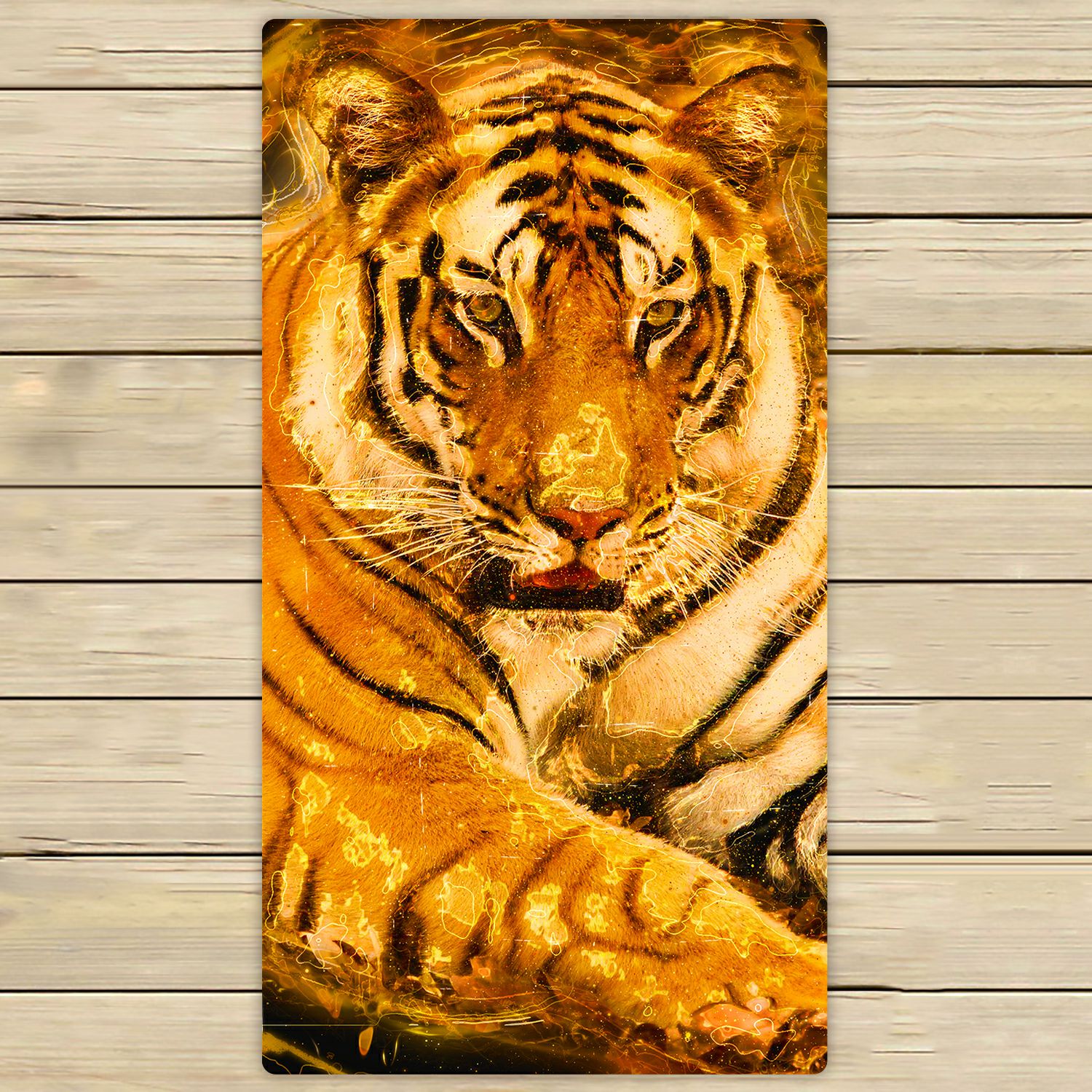 PHFZK Wildlife Towel, Animal Tiger Portrait Hand Towel Bath Bathroom